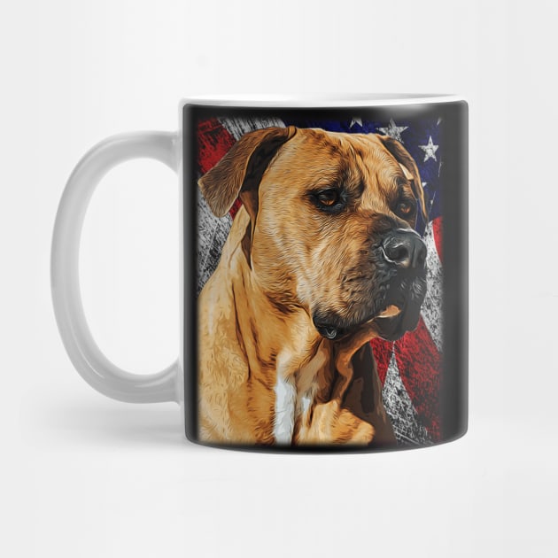 Patriotic Pitbull Drawing - Vintage Pit Bull Dog & American Flag Puppy Painting USA by Trade Theory